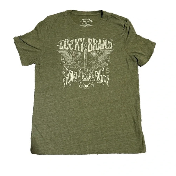 Men’s Lucky Brand Rooted In Rock Roll Eagle Guitar T-Shirt Size M - Picture 1 of 3